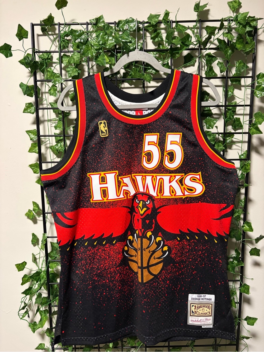 Dikembe Mutombo Atlanta Hawks #55 Black & Red Classic Basketball Jersey
